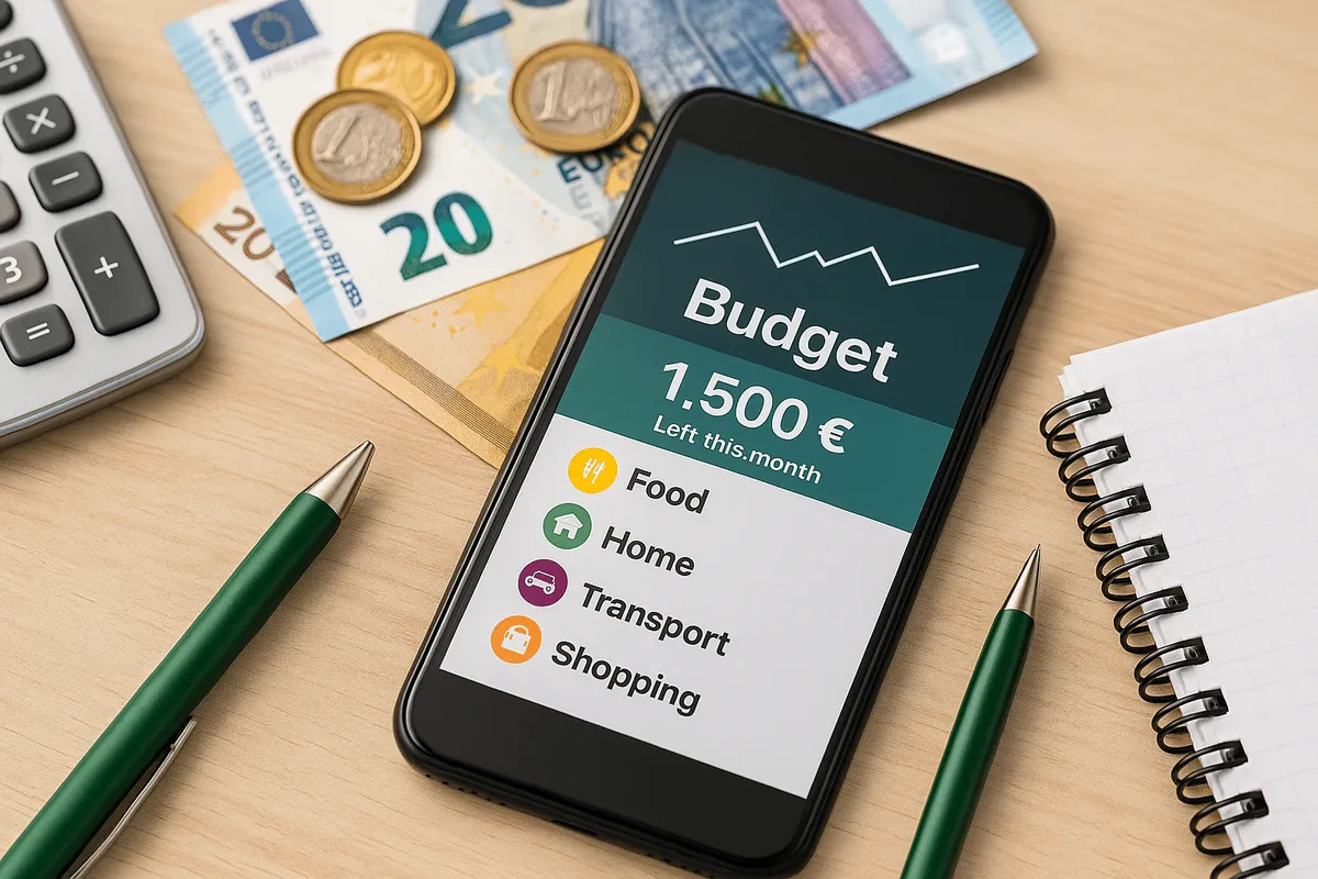Bureau avec calculatrice, dossier de regroupement de crédits ouvert et tableau de mensualités annoté