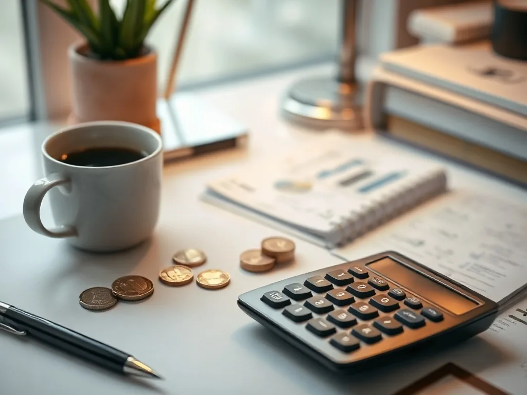 Bureau de conseiller en gestion de patrimoine avec des documents financiers, une calculatrice et un plan de la ville de Metz
